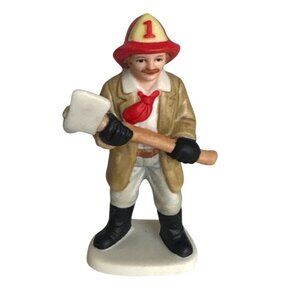 VTG Lefton Colonial Village Fireman figurine, named "Bud Michaels" or Tom